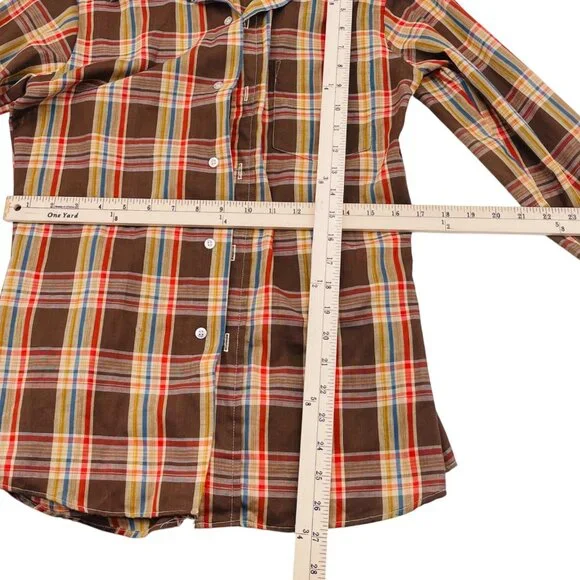Vintage‎ McGregor Mens Plaid Button-Up Shirt Size 18 Brown Orange - Picture 3 of 4